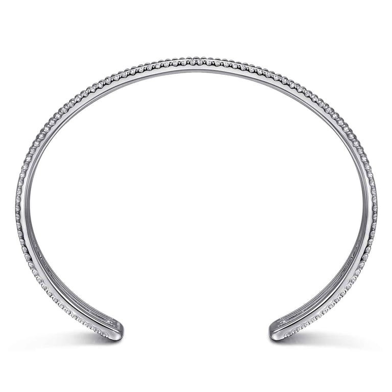 925 Sterling Silver Bujukan White Sapphire Multi Row Cuff Bracelet - Shot 3