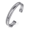 925 Sterling Silver Bujukan White Sapphire Multi Row Cuff