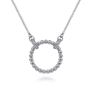 925 Sterling Silver Bujukan White Sapphire Open Circle Pendant Necklace