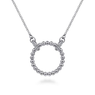 925 Sterling Silver Bujukan White Sapphire Open Circle Pendant Necklace