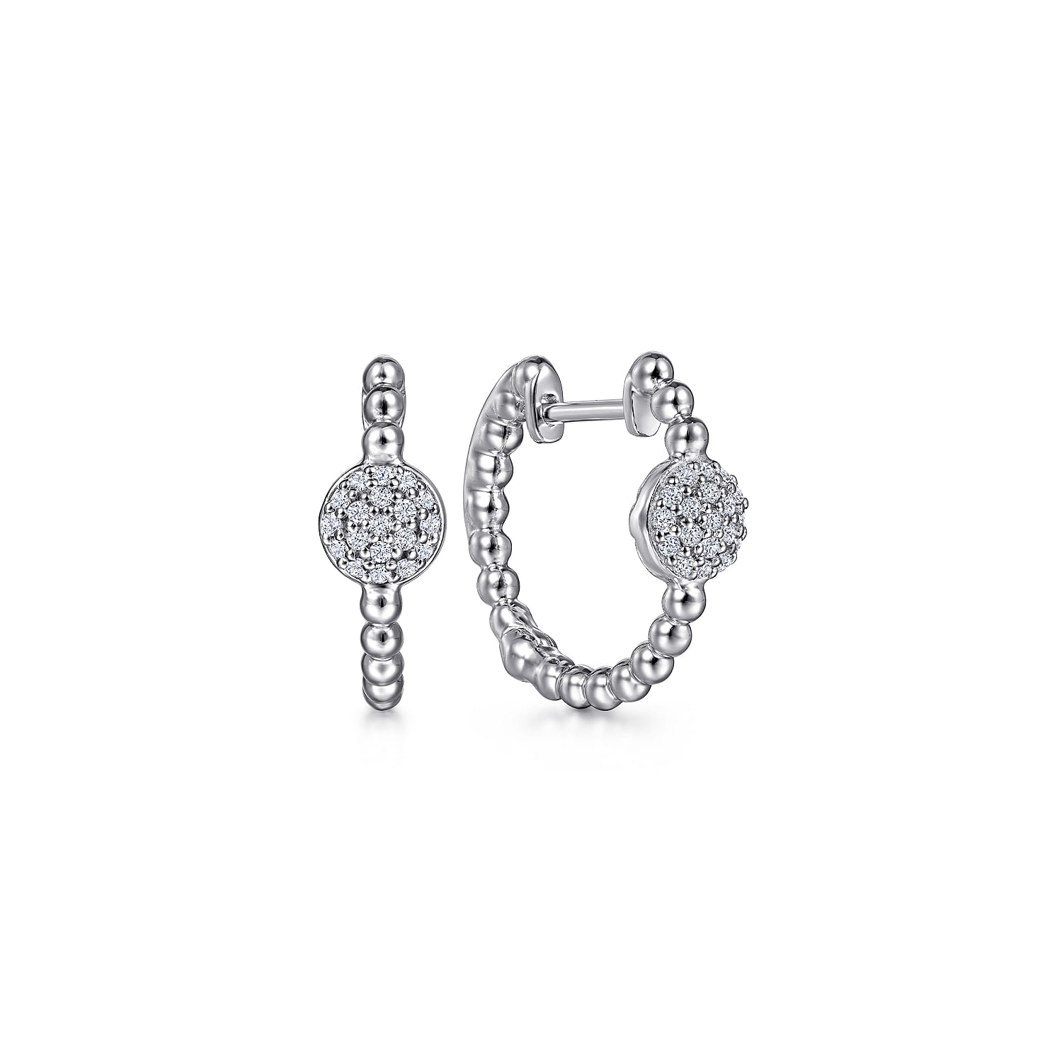 925 Sterling Silver Bujukan White Sapphire Pave Huggie Earrings - Shot 1