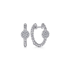 925 Sterling Silver Bujukan White Sapphire Pave Huggie Earrings