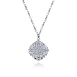 925 Sterling Silver Bujukan White Sapphire Pave Pendant Necklace