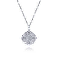 925 Sterling Silver Bujukan White Sapphire Pave Pendant Necklace