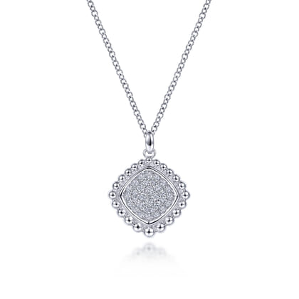 925 Sterling Silver Bujukan White Sapphire Pave Pendant Necklace