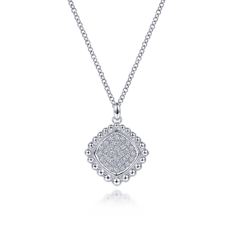925 Sterling Silver Bujukan White Sapphire Pave Pendant Necklace - Shot 1