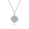 925 Sterling Silver Bujukan White Sapphire Pave Pendant Necklace