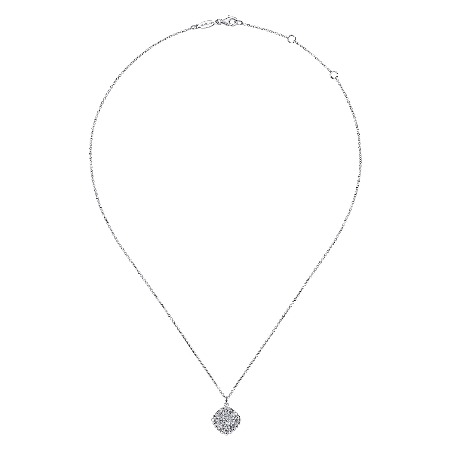 925 Sterling Silver Bujukan White Sapphire Pave Pendant Necklace - Shot 2