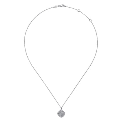 925 Sterling Silver Bujukan White Sapphire Pave Pendant Necklace