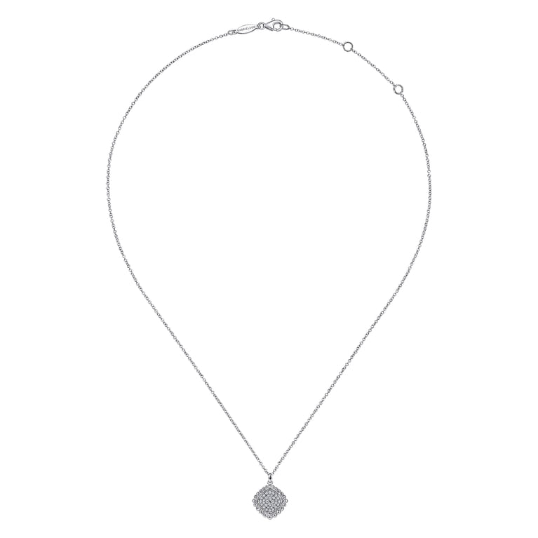 925 Sterling Silver Bujukan White Sapphire Pave Pendant Necklace - Shot 2