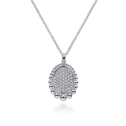 925 Sterling Silver Bujukan White Sapphire Pave Pendant Necklace