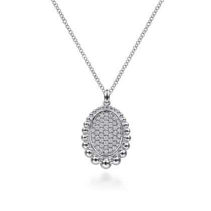 925 Sterling Silver Bujukan White Sapphire Pave Pendant Necklace