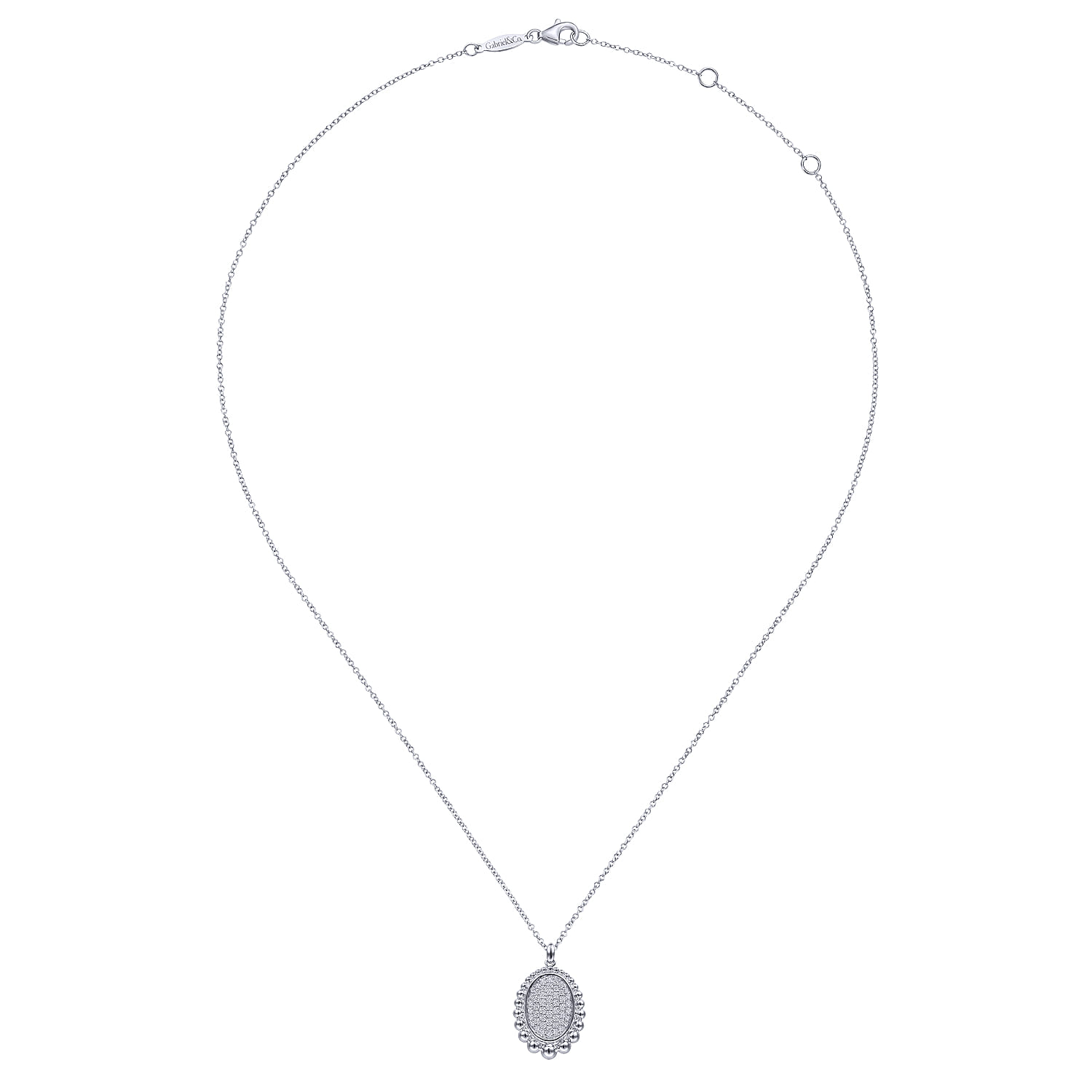 925 Sterling Silver Bujukan White Sapphire Pave Pendant Necklace - Shot 2