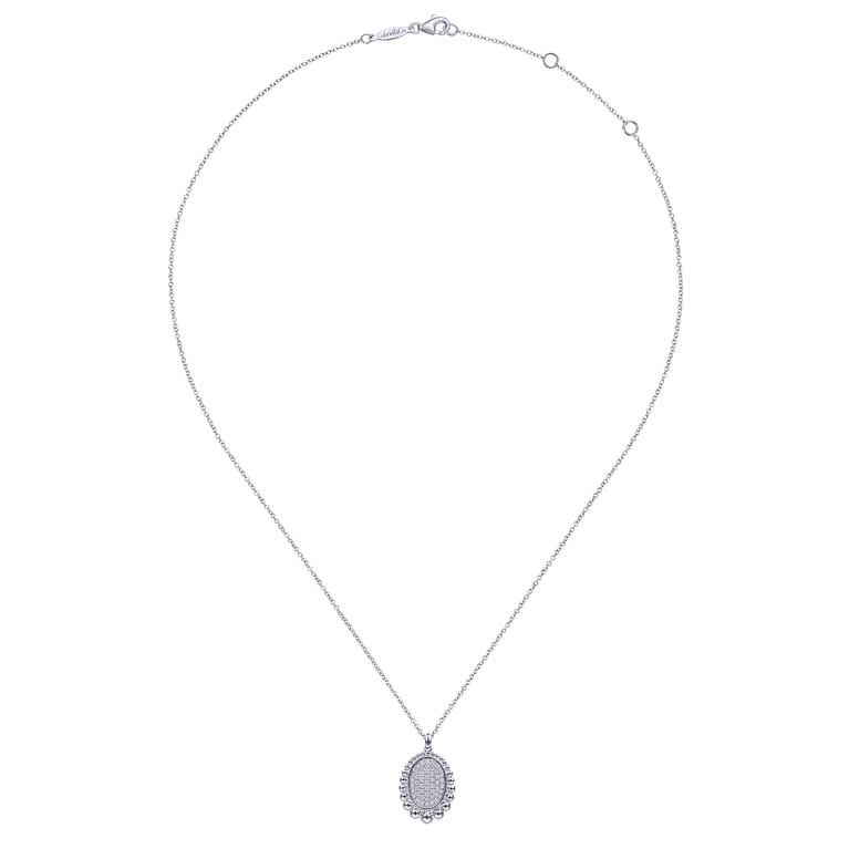 925 Sterling Silver Bujukan White Sapphire Pave Pendant Necklace - Shot 2