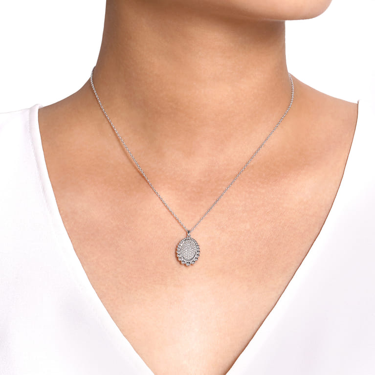925 Sterling Silver Bujukan White Sapphire Pave Pendant Necklace - Shot 3