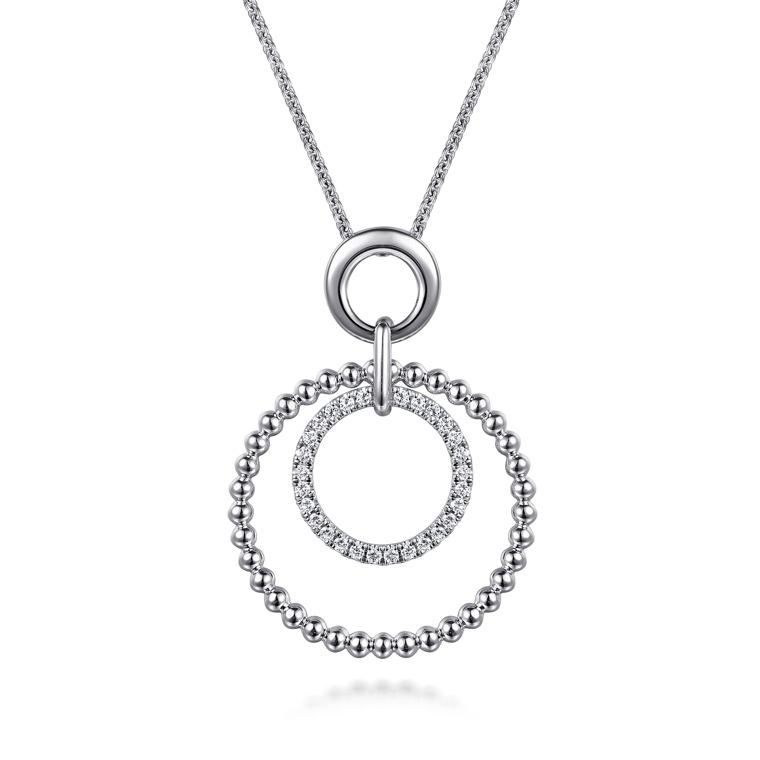 925 Sterling Silver Bujukan White Sapphire Pendant Drop Necklace - Shot 1
