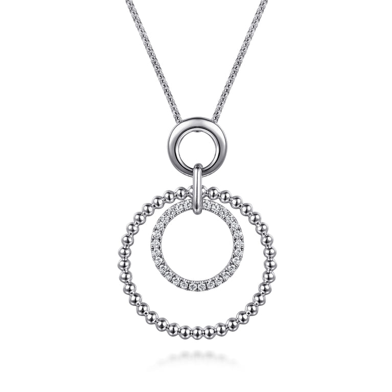 925 Sterling Silver Bujukan White Sapphire Pendant Drop Necklace - Shot 1
