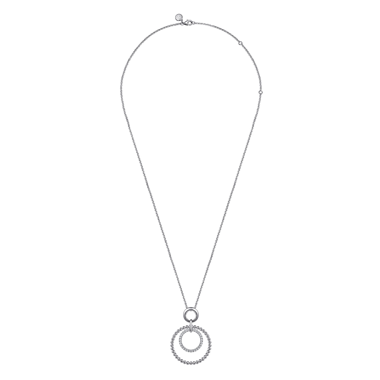 925 Sterling Silver Bujukan White Sapphire Pendant Drop Necklace - Shot 2