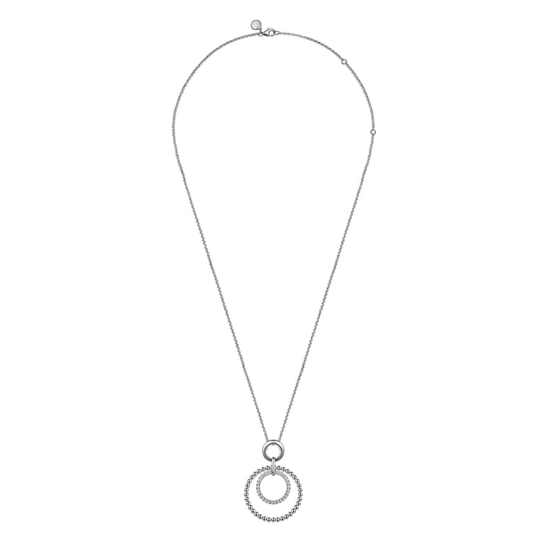 925 Sterling Silver Bujukan White Sapphire Pendant Drop Necklace - Shot 2