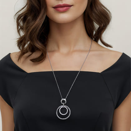 925 Sterling Silver Bujukan White Sapphire Pendant Drop Necklace