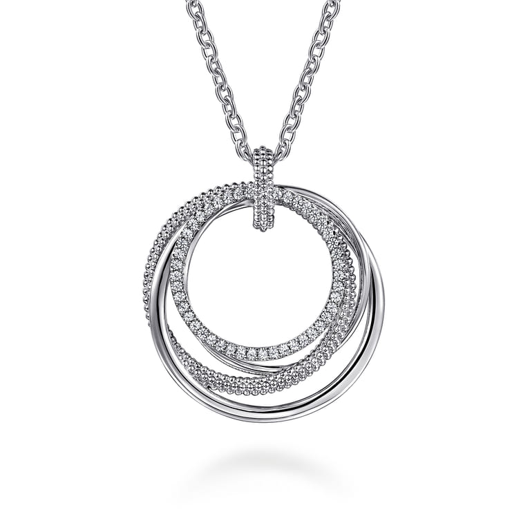925 Sterling Silver Bujukan White Sapphire Pendant Drop Necklace - Shot 1