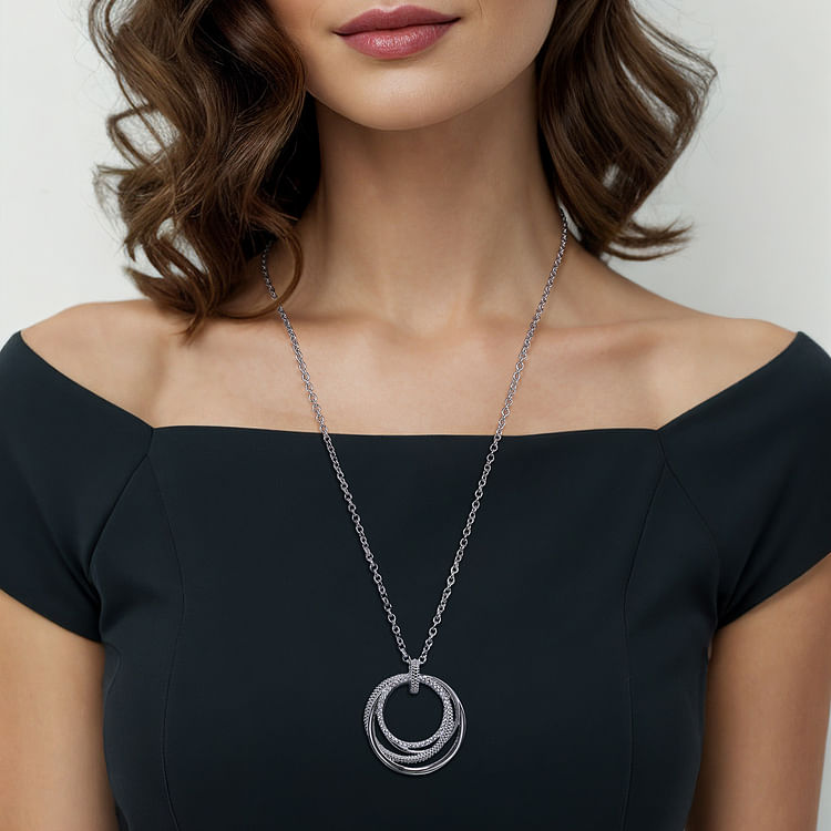 925 Sterling Silver Bujukan White Sapphire Pendant Drop Necklace