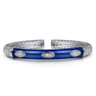 925 Sterling Silver Bujukan White Sapphire Split Bangle with Chrome Blue Enamel