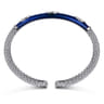 925 Sterling Silver Bujukan White Sapphire Split Bangle with Chrome Blue Enamel