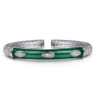 925 Sterling Silver Bujukan White Sapphire Split Bangle with Chrome Green Enamel