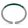 925 Sterling Silver Bujukan White Sapphire Split Bangle with Chrome Green Enamel