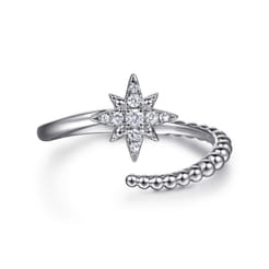 925 Sterling Silver Bujukan White Sapphire Starburst Bypass Ring