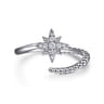 925 Sterling Silver Bujukan White Sapphire Starburst Bypass Ring