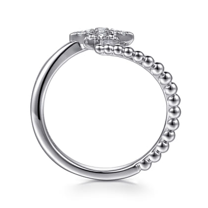 925 Sterling Silver Bujukan White Sapphire Starburst Bypass Ring