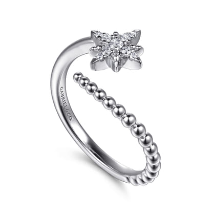 925 Sterling Silver Bujukan White Sapphire Starburst Bypass Ring