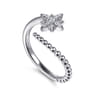 925 Sterling Silver Bujukan White Sapphire Starburst Bypass Ring