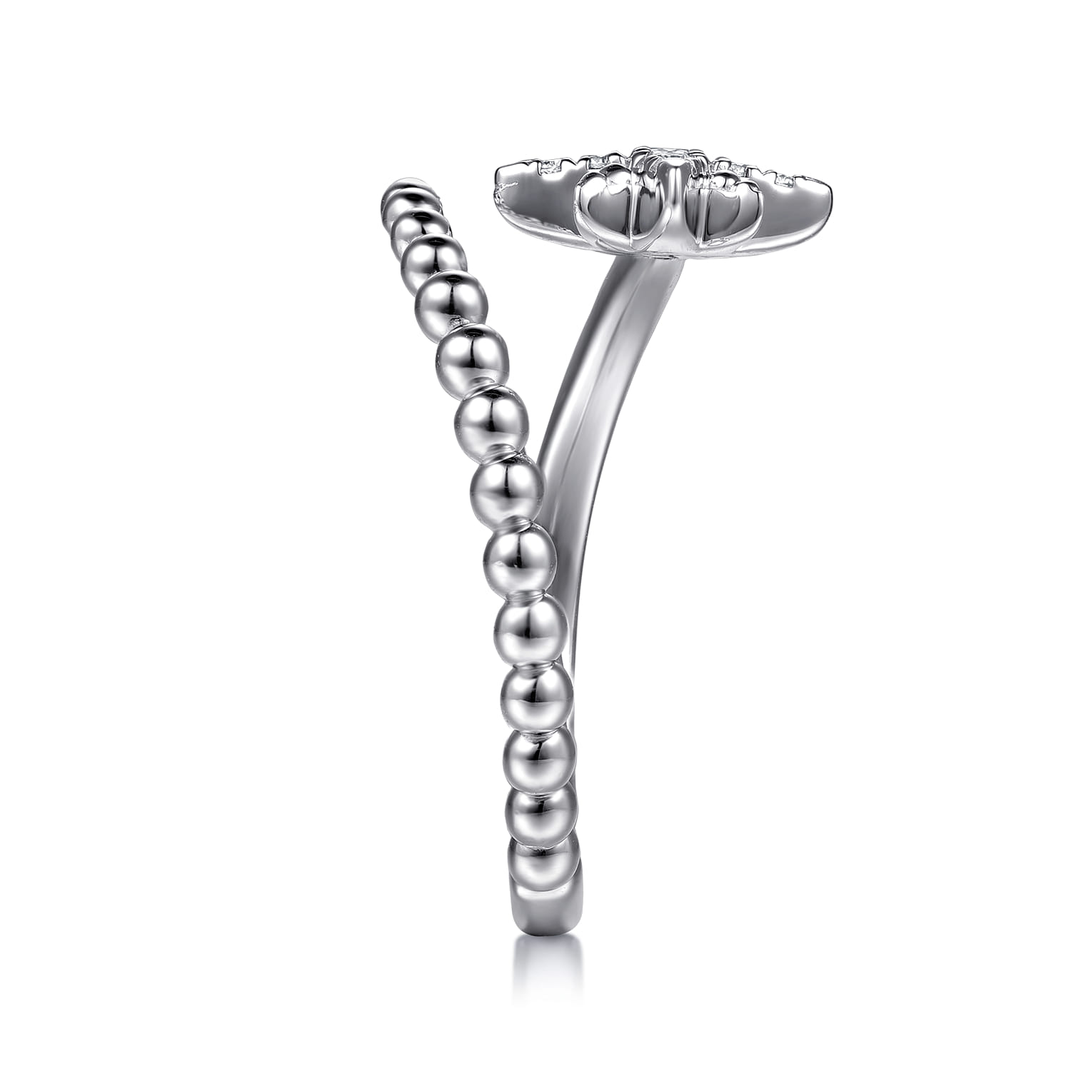 925 Sterling Silver Bujukan White Sapphire Starburst Bypass Ring - Shot 4