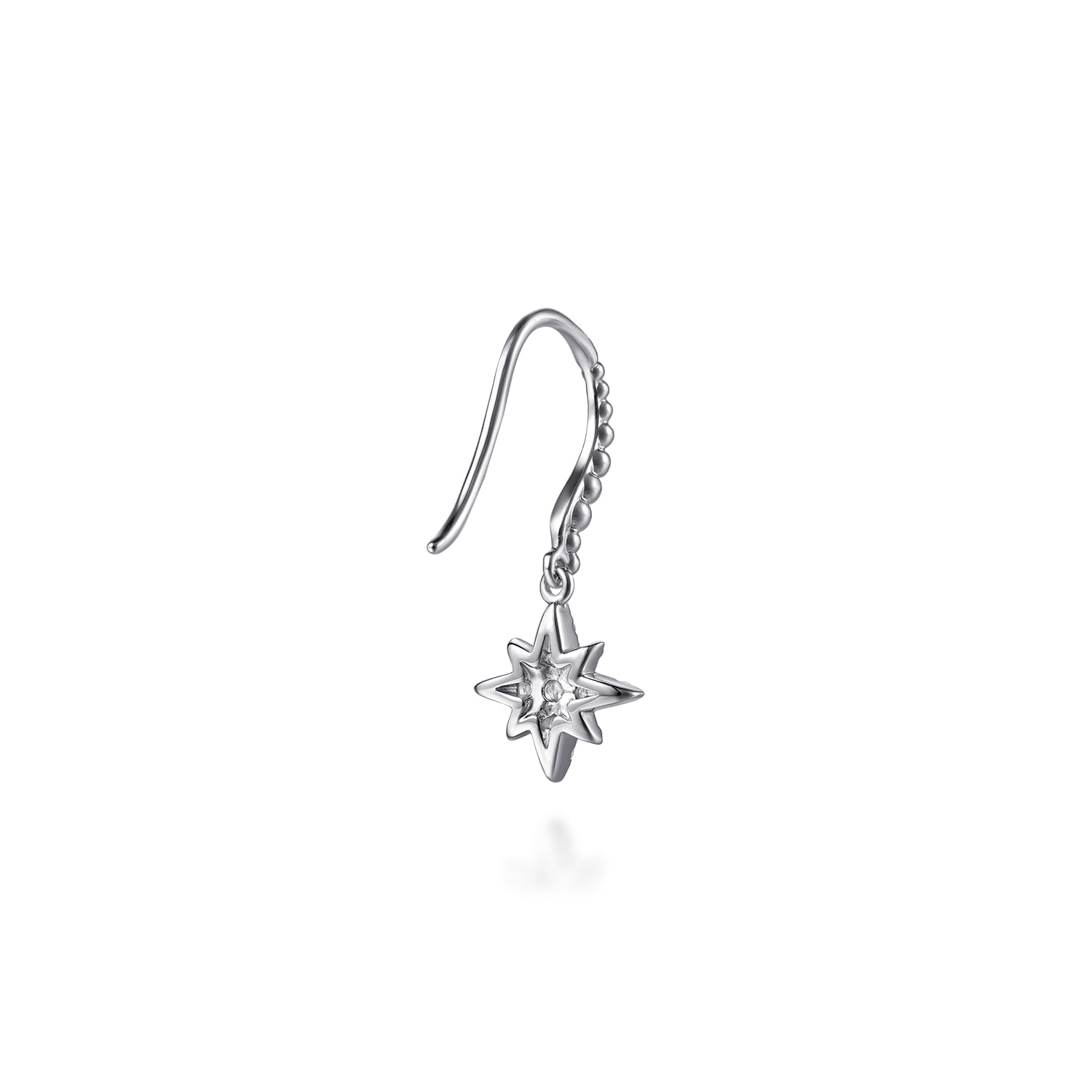 925 Sterling Silver Bujukan White Sapphire Starburst Drop Earrings - Shot 2