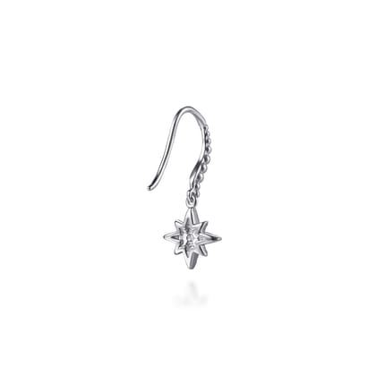 925 Sterling Silver Bujukan White Sapphire Starburst Drop Earrings