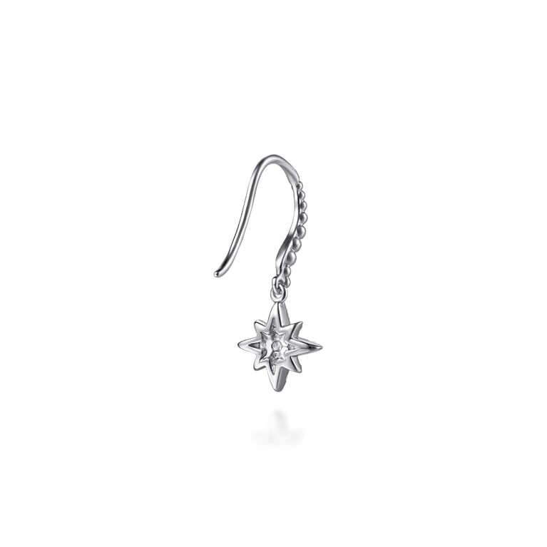 925 Sterling Silver Bujukan White Sapphire Starburst Drop Earrings - Shot 2