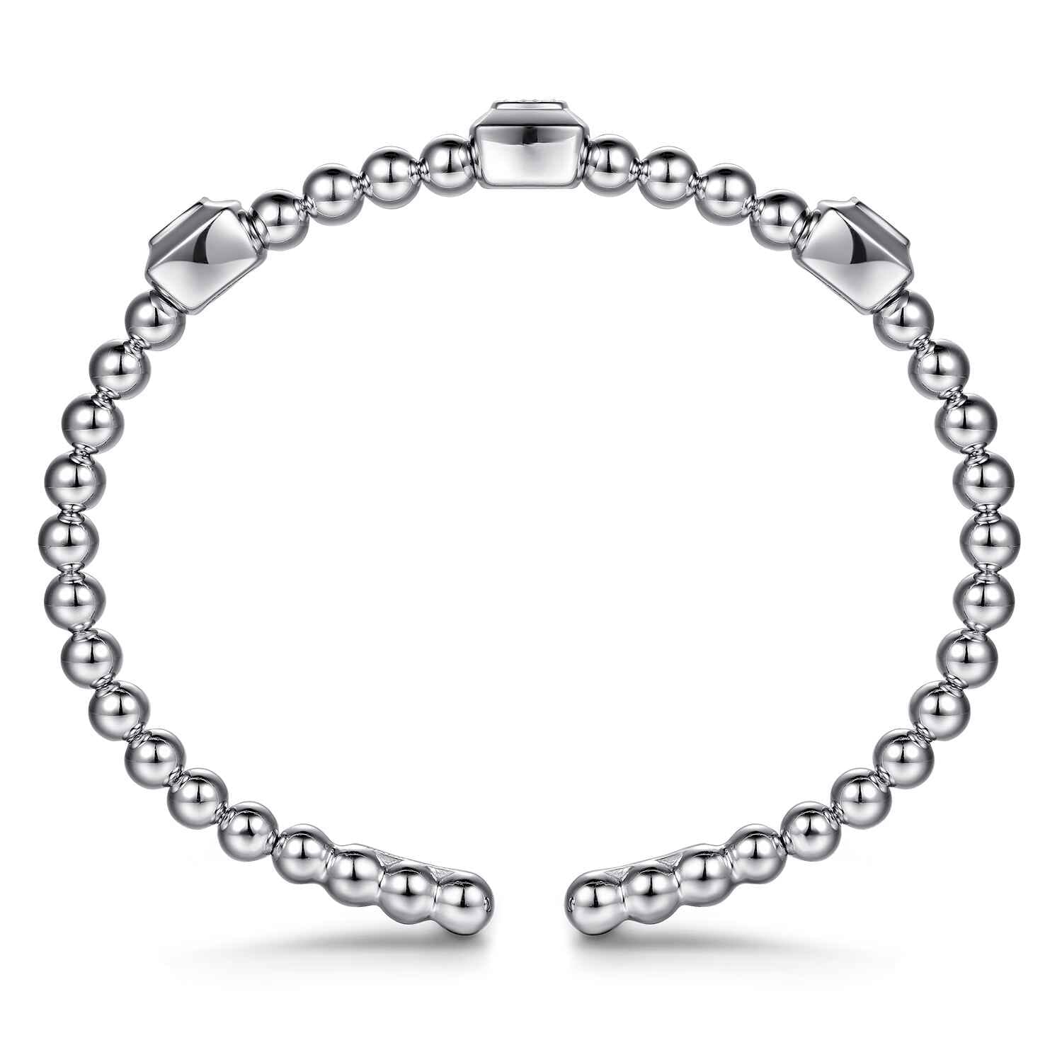 925 Sterling Silver Bujukan White Sapphire Station Bangle Bracelet - Shot 3