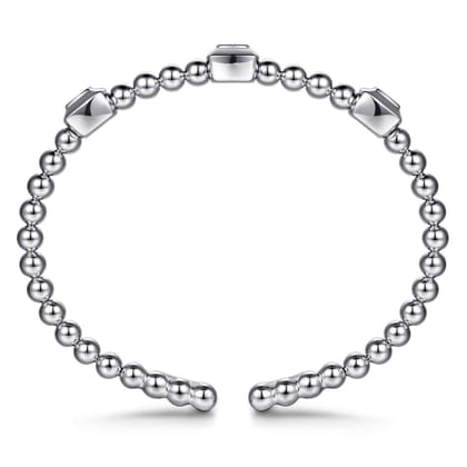 925 Sterling Silver Bujukan White Sapphire Station Bangle Bracelet