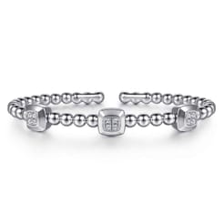 925 Sterling Silver Bujukan White Sapphire Station Bangle Bracelet