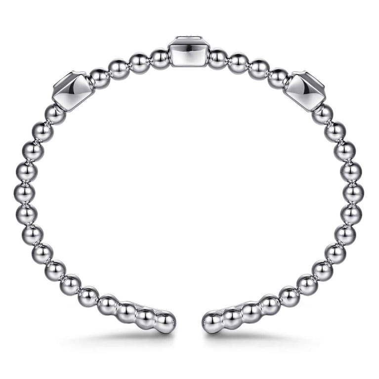 925 Sterling Silver Bujukan White Sapphire Station Bangle Bracelet - Shot 3