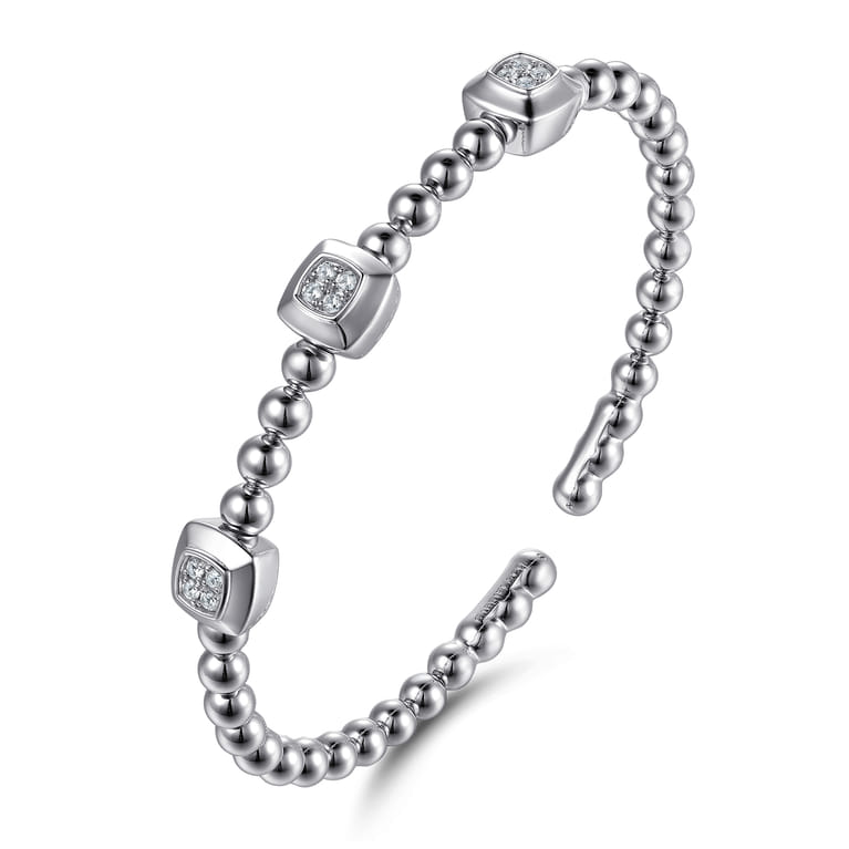 925 Sterling Silver Bujukan White Sapphire Station Bangle Bracelet - Shot 2