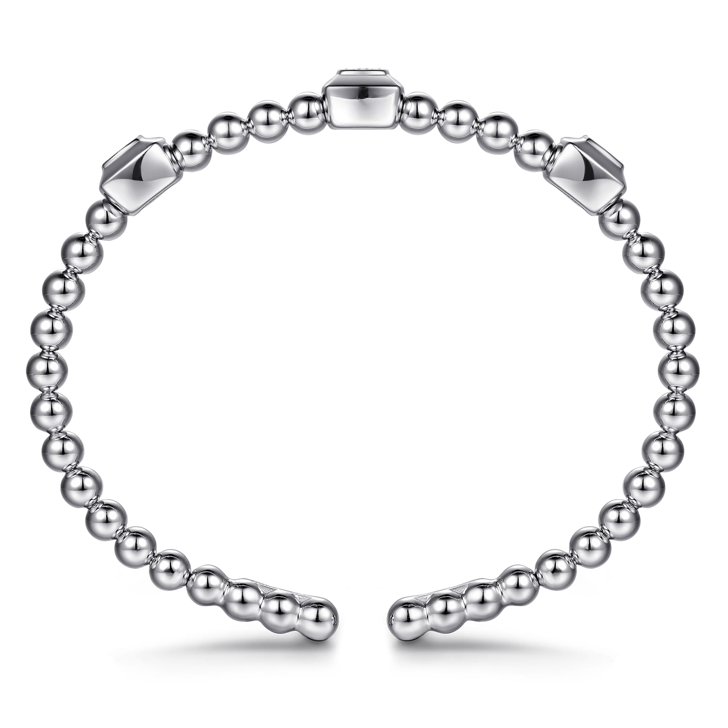 925 Sterling Silver Bujukan White Sapphire Station Bangle Bracelet - Shot 3