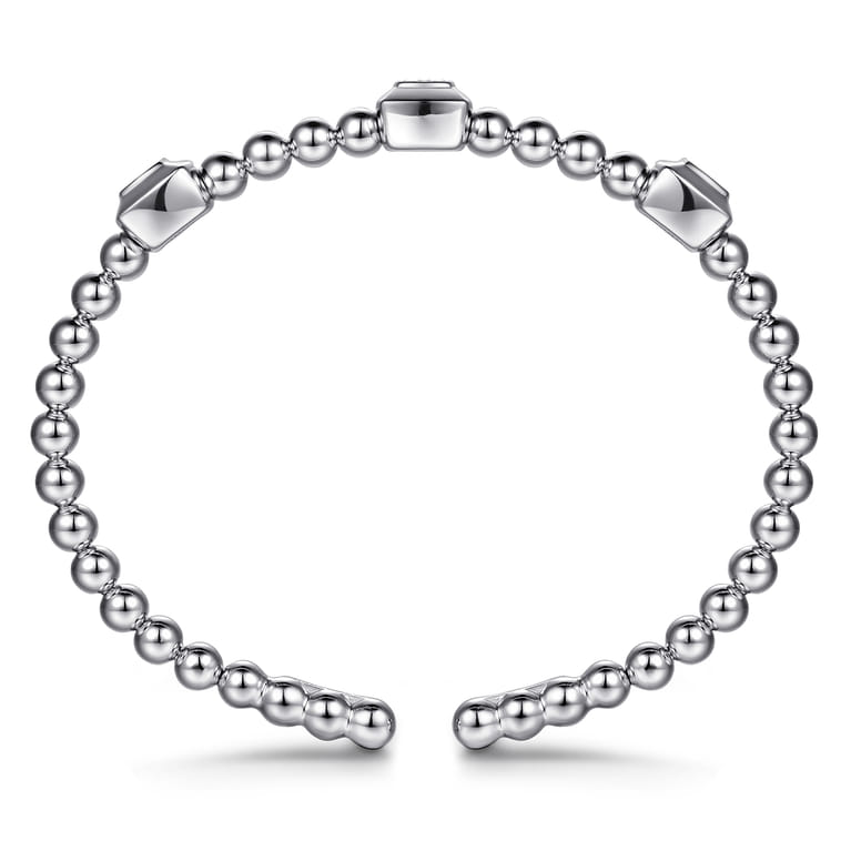 925 Sterling Silver Bujukan White Sapphire Station Bangle Bracelet - Shot 3