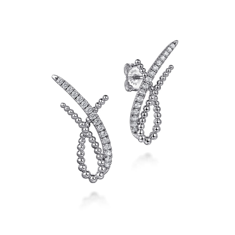 925 Sterling Silver Bujukan White Sapphire Stud Earrings - Shot 1