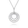 925 Sterling Silver Bujukan White Sapphire Triple Row Circle Pendant Necklace