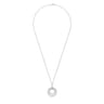 925 Sterling Silver Bujukan White Sapphire Triple Row Circle Pendant Necklace