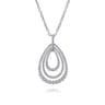 925 Sterling Silver Bujukan White Sapphire Triple Teardrop Circle Pendant Necklace